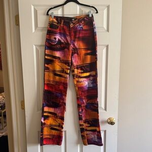 Jaded London Abstract Print Straight-Leg Jeans